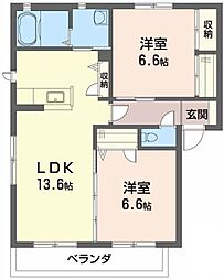 グランマスト春日B 2LDKの間取図画像