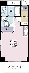 モンテリザイア末広 ワンルームの間取図画像
