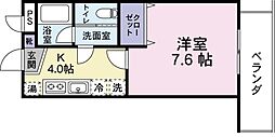 フィールド・オブ・ウィステリア 1Kの間取図画像