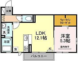 浜の前ガーデン 1LDKの間取図画像