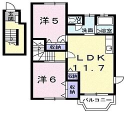 パインヒル石井A 2LDKの間取図画像