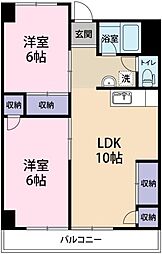 里見マンション 2LDKの間取図画像