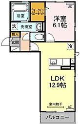 ヴィルナチュール 1LDKの間取図画像