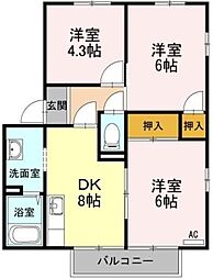 アゼリアパークハウスG 3DKの間取図画像