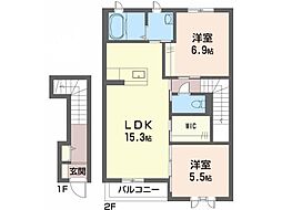 グランマスト春日C 2LDKの間取図画像