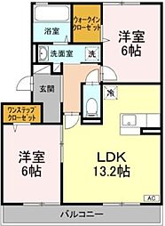 パルクアミティエ1 2LDKの間取図画像