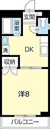 グリーンハイツ蔵本 1Kの間取図画像