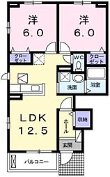 ブランジュ1 2LDKの間取図画像