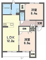 ベレオ西新浜A 2LDKの間取図画像