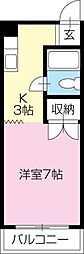 コーポ福島 1Kの間取図画像