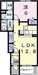 パークサイド前山A 1LDKの間取図画像