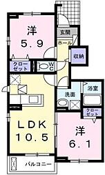 ベネヴォレンテB 2LDKの間取図画像