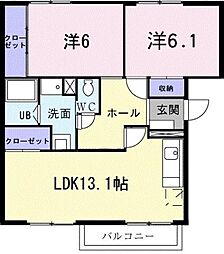 ユーメゾン内浜 2LDKの間取図画像