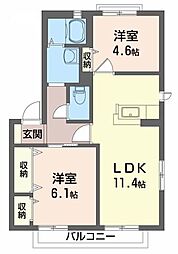 リッシュ良庵5 2LDKの間取図画像