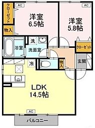 ヴァン・カルチェB 2LDKの間取図画像