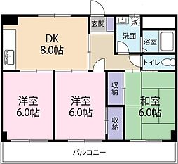 ヴィラ・アンソレイエ藍住 3DKの間取図画像