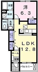 アンジェリカB 1LDKの間取図画像