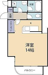 エスポワール末広 ワンルームの間取図画像