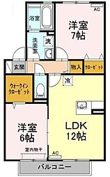 グラン・リーオD 2LDKの間取図画像
