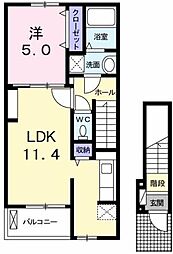 クラール南矢三A 1LDKの間取図画像