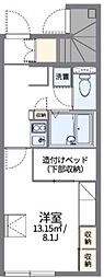 レオパレスフローリッシュ2 1Kの間取図画像