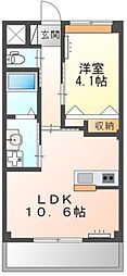 ユニヴァリィ県庁東 1LDKの間取図画像