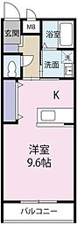 プレジデント那賀川 1Kの間取図画像