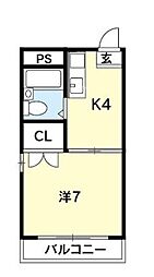 住吉ビューハイツ 1DKの間取図画像