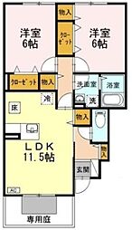 グラン・リーオB 2LDKの間取図画像