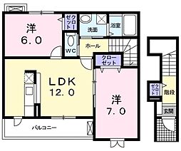 セント・フローラB 2LDKの間取図画像