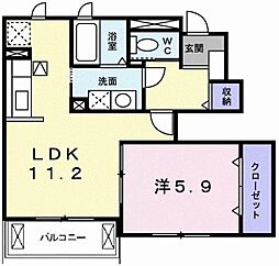 ハッピネスハウスB 1LDKの間取図画像