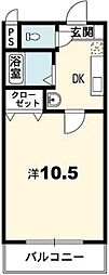 ププレ富田橋 1Kの間取図画像