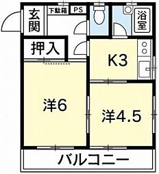 南福島ビューハイツ 2Kの間取図画像
