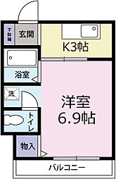 コーポ峰 1Kの間取図画像