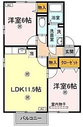 ディアコートA 2LDKの間取図画像