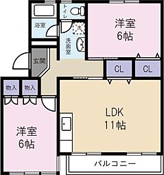 三好コーポ 2LDKの間取図画像