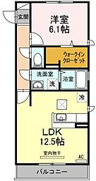 ルミエールE 1LDKの間取図画像