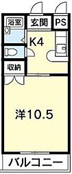 メゾン・ルミナス 1Kの間取図画像