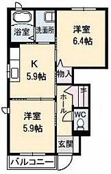 グランマスト論田A 2Kの間取図画像