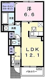 ノルデンB 1LDKの間取図画像