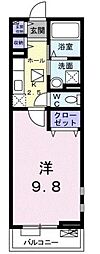 セレノ城南B 1Kの間取図画像