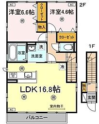 カサペルテ中田 2LDKの間取図画像