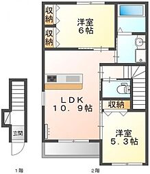 伊賀の郷参番館 2LDKの間取図画像