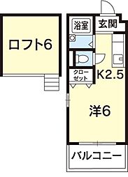 住吉レインボーハイツ2 ワンルームの間取図画像