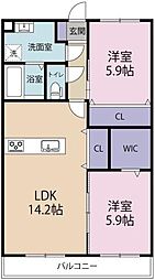 ガーデンヒルズ城南X 2LDKの間取図画像