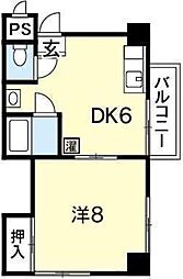 グリーンハイツ城南 1DKの間取図画像
