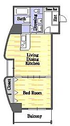 徳島エグゼクティブタワー・デザイナーズX 8階1LDKの間取り