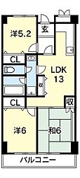 エスポアール石橋 3LDKの間取図画像