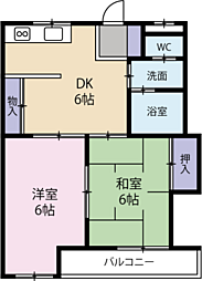 第2南昭ハイツ 2DKの間取図画像