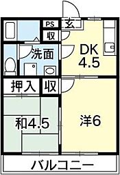松風コーポ 2DKの間取図画像